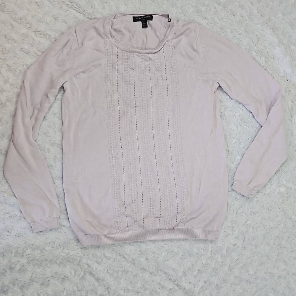 Banana Republic Pastel Lilac Pale Purple Crewneck Sweater Eyelet Size XS